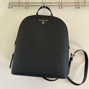 Black Leather Michael Kors Backpack Adjustable Straps